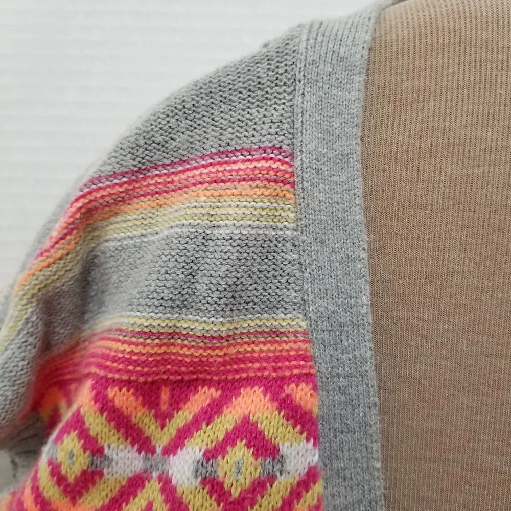 Justice cardigan 10 open front sweater striped fair isle tribal knit